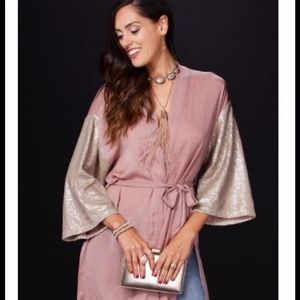 Charming Charlie’s Sequin Sleeve Kimono in Mauve